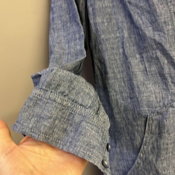 Free People Linen V-Neck Collar Long Sleeve Mini Dress w/ Pockets- Size XS - Picture 7 of 16